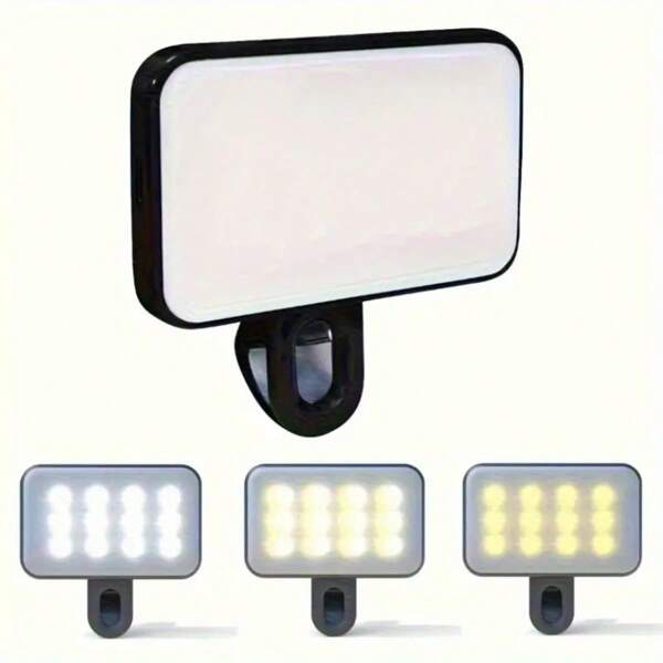 Tragbare, wiederaufladbare LED-Ringlicht, 3 Beleuchtungsmodi, USB & 150mAh Batterie betrieben, kompatibel mit verschiedenen Smartphones, für Smartphone, Kamera, Video, Zoom-Meetings, Hochleistung, Clip-On, verstellbar, mit Vorder- und Rückclips