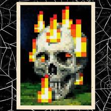 1 Stück/Set abstraktes Vitalitäts-Pixel-Schädel-Flammen-Leinwandposter, dekorativer Kunststil, Wandbilder für Innenräume, Poster und Drucksachen, Geschenkwandbilder, Schlafzimmer, Büro, Wohnzimmer, Café, Wanddekoration, Heim- und Studentenwohnungsdekoration, wahlweise mit Rahmen, Halloween-Dekoration, Herbstdekoration, Raumdekoration. - Verschiedenfarbig - Übersicht 11