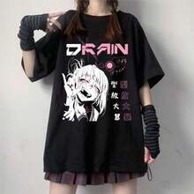 Black T Shirt Y2k Women Japanese Anime My Hero AcademiaS T-Shirt Himiko Toga Printed Short Sleeve Tees ElfS Girl Cute Streetwears. - Black - View 1
