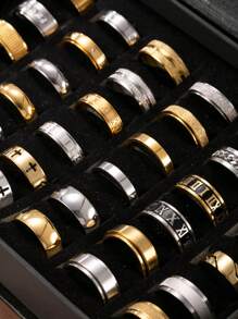 5/10/15/20pcs Stainless Steel Mixed Men's Ring Set, Assorted Styles, Suitable For Men's Daily Wear, Festivals, Dates, Gifts