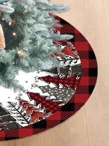 1 pieza Falda para árbol de Navidad, opciones de diámetro de 60/90 cm, decoración a cuadros rojo y negro clásica, diseño con patrón de árbol de Navidad, decoración navideña, decoración del hogar para Navidad, Feliz Navidad