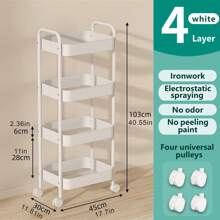 1 Estantería de almacenamiento de metal de múltiples capas de alta estética y compacta con 4 ruedas, flexible y móvil, adecuada para salones domésticos, baños, cocinas, oficinas/estudios, habitaciones infantiles y dormitorios. Regalos especiales adecuados para inauguraciones de casa, cumpleaños, Navidad y fiestas de bebés (estilo estético lindo para habitaciones nuevas)