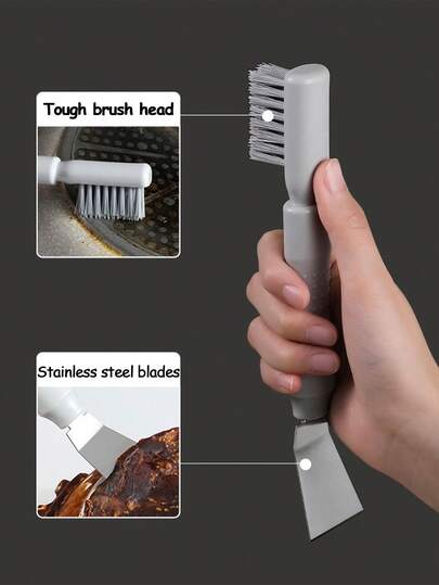 2-In-1 Cleaning Tool, Scraper For Cleaning Stove, Grout Brush, Easy To Remove Dirt, Convenient Grip Multi-Function Scraper Spatula Dirt Remover