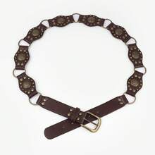 1 Piece Retro Western Style Hot Girl Rivet Eyelet Patchwork Wide Belt Personality  Punk Buckle Waist Belt Versatile, Vintage Belts Belts For Women Western Belt - 重工鉚釘氣眼皮帶(110CM) - 查看 6