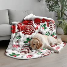 Weihnachts-Cartoon-Weihnachtsbaum bedruckte Decke - Weicher Flanell Cartoon-Muster, geeignet für Strand, Sofa, Bett, Auto