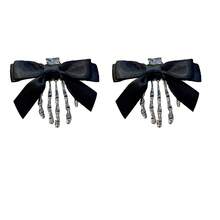 1pc Unique Bow Skull Claw Hair Clip Headpiece, Retro Duck Clip Hairpin For Halloween