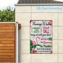 1 semn metalic de tablă 2D retro cu flamingo roz - decor rustic de perete cu citat inspirațional, potrivit pentru casă, baie sau decorare exterioară, design alb învechit, semn și placă perfectă pentru decorarea camerei