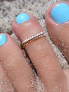 1pc Twisted Double-Layer Rhinestone Toe Ring, Women's Jewelry 925 Sterling Silver, Exquisite Body Accessory, Girls Party Decoration, Lover's Gift, Elegant Jewelry - Twist Double Diamond Toe Ring - View 3