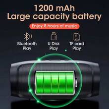 Wireless Atmosphere Speaker - Multi Functional Portable Plug-In Card With Stereo Surround Sound,Compatible With SD Card/USB/AUX, Internet Dual Pairing Function, Supports Phone/Tablet/TV Connection, Suitable For Cars/Cycling/Indoor/Desktop/Party/Beach - Black - View 6