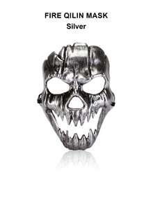1/2pcs Halloween Fiery Qilin Mask, Scary Ghost Face Mask, Vintage Fanged Skull Mask, Halloween Mask