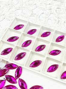 50 peças de strass acrílicos coloridos de 6*12 mm com 2 furos e parte traseira plana, roupas faça você mesmo, vestido de noiva, acessórios de vestuário