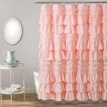 Lush Decor Kemmy Ruffled Shower Curtain, Single, 72" W X 72" L, White - Bathroom Curtain - Fabric Shower Curtains For Bathroom - Coquette Decor Halloween-Fall Decor-Room Decor - 桃紅色 - 查看 2