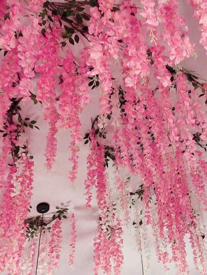 30/50pcs Artificial Wisteria Silk Flower Hanger Wedding Party Home Decoration Green Wall Garden Ceiling Flower Decoration, 1.64-Foot Artificial Flower Rope, Silk Wisteria Flower Wreath, Perfect Wedding Hanging Decoration, Suitable For Parties, Birthdays, Families, Valentine's Day, Gifts Graduation