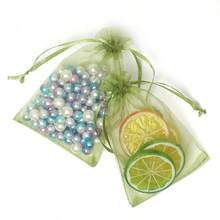 10/50/100个欧根纱礼品袋，金色欧根纱糖果袋，圣诞节彩色欧根纱礼品包装袋，薰衣草香囊袋，圣诞节家居装饰，婚礼派对回礼袋，颜色随机