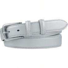 Multicolored Leather Waist Belt With Pin Buckle For Jeans - 銀色 - 查看 2