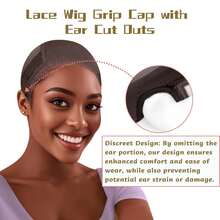 Lace Wig Grip Cap For Women - 4x5inches Ultra-Thin Transparent Swiss HD Lace Front For Gluelace Wigs - Comfortable Non-Slip Adjustable Elastic Headband With Hook And Loop