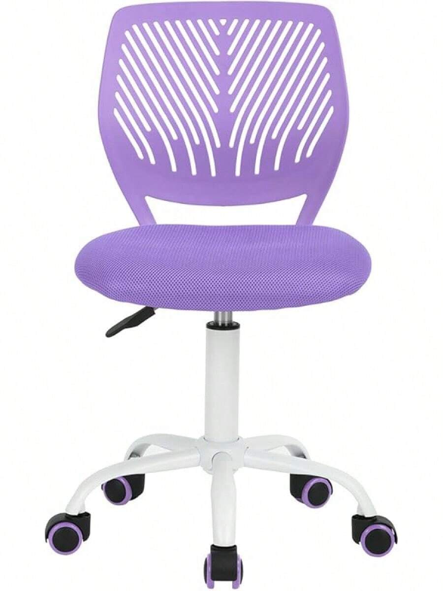 Homy Casa Schreibtischstuhl aus Leinenstoff, ergonomischer Drehstuhl ohne Armlehne, höhenverstellbar, Bürostuhl, Heimbüro, für Kinder, Teenager, Hellgrau