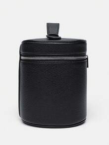 High-Quality Women's Handbag, Cosmetic Bag, Couple Style, Large Capacity, Portable, Travel Essential, Multi-Function, Exquisite, Dual Zipper Hardware, Premium Leather Travel Compartment Design, Single Handle, Super Practical, Minimalist, Back To School Season, College Style, Multi-Function, Youth, Medium Size, Black Travel Essential Bag, Suitable For School, Holiday Travel Accessories, Women's Travel Bag - Black - View 4