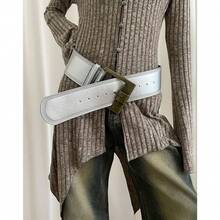 Spicy Girl Style Wide Belt For Women, Vintage Melad Style Waist Slimming Belt, Elegant High-End Belt For Matching Skirts, Fashionable Elegant Belt For Women - 棕色 - 查看 7