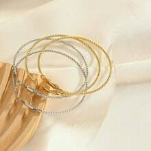 1 Pair Metallic Texture Exaggerated Hoop Earrings - Yellow Gold - View 4