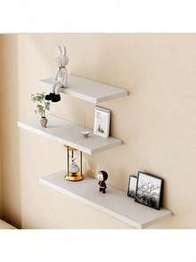 1 kệ nổi vô hình, giá lưu trữ tuyến tính vô hình - Thích hợp cho tường, giá treo tường phòng tắm, kệ trưng bày hiện đại bằng gỗ, giá sách; Phù hợp với phòng ngủ, phòng khách và nhà bếp - trắng - Xem 2