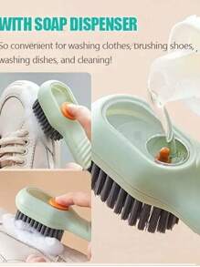 1pc Multi-Function Cleaning Brush With Liquid Dispenser, Home Use Pressure Activated Shoe Cleaning Brush, Soft Bristle Clothing Cleaning Brush