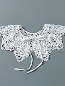 1 pieza Cuello de encaje con inserción hueca, accesorio versátil para vestidos de niñas, decoración navideña, festivales y viajes - Multicolor - Ver 12