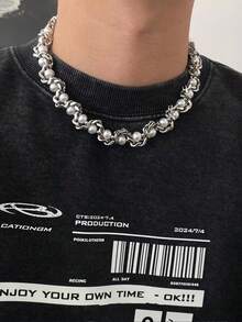 1pc High-End European And American Style Faux Pearl Choker Necklace For Men And Women With A Cold Heavy Sense Of Design And Thorn Insert - Multicolor - View 4