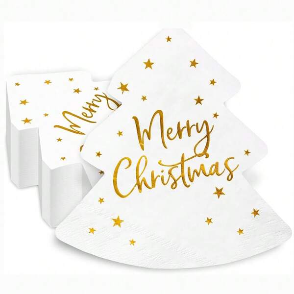20/40/60Pcs Christmas Tree Napkins Christmas Party Napkins Merry Christmas Disposable Cocktail Beverage Napkins For Christmas Holiday New Year Party Supplies Winter Wonderland Birthday Party Supplies Christmas Decorations
