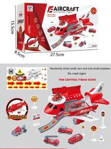 1 套玩具车辆，包括飞机模型、运输直升机、可折叠便携式消防车救援飞机玩具（含 3 辆迷你汽车和 1 架飞机），节日玩具礼物 - 彩色 - 查看 13
