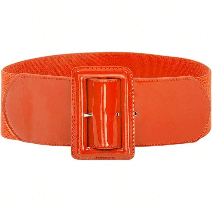 Women's Stretchy Belt 1950s 3 Inch Wide Elastic Belts - Orange - View 1