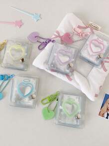 1 PC Transparent Shiny 2-Inch Card Album Boutique Keychain Pendant Photo Album Student Photo Id Photo Storage Album