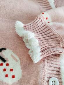 enmi bear 时尚毛绒女童针织毛衣、小女孩保暖休闲夹克、时尚儿童外套 - 粉色 - 查看 6