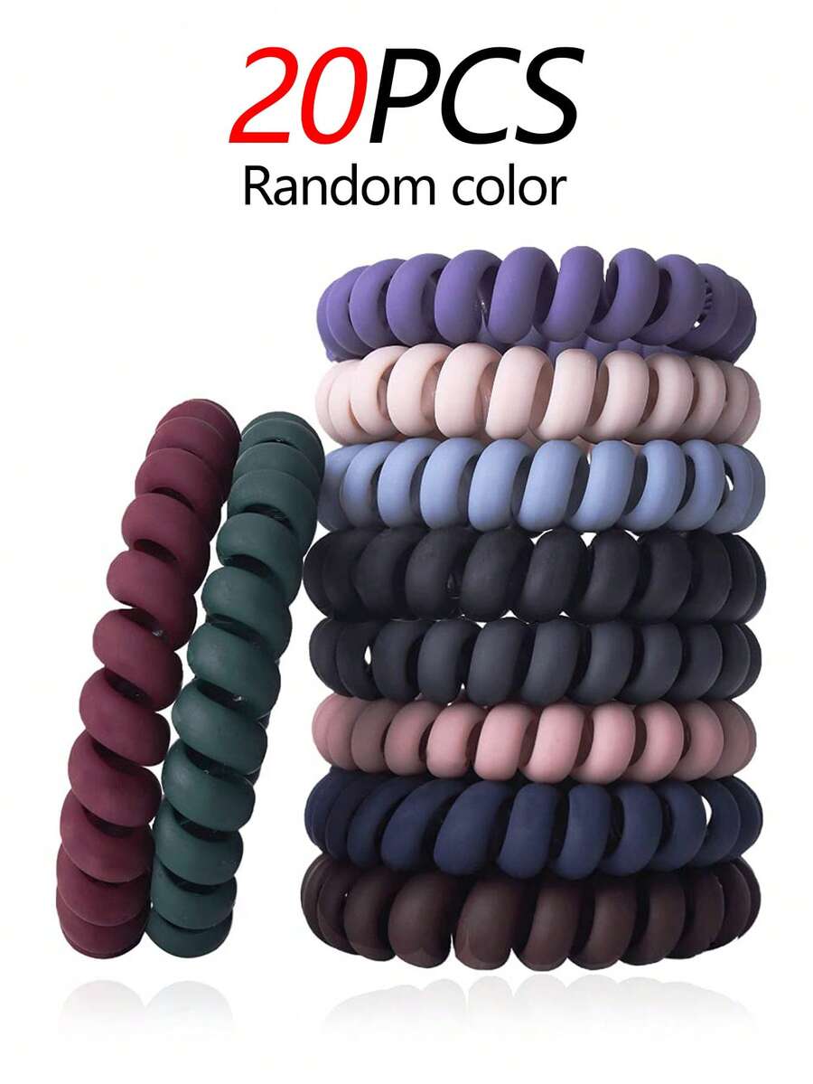 20/10/5/1pc (Random Color) Matte Spiral Hair Ties, Women Large Elastic Hair Bands, High Stretch Seamless Hair Ties For Ponytail, Bun, Scrunchies, Hair Accessories For Women, Hair Tools, Beauty Accessories, Curly Hair Accessories For Women, Fall, Travel, Hair Tools, Accessories Women, Hair Stuff,Curly Hair,Scrunchies,Scrunchie,Scrunchies Hair,Curly Hair Accessories