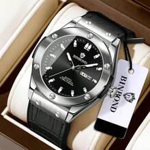 Đồng hồ nam cao cấp chạy bằng pin thạch anh, dây đeo bằng da thật, hiển thị ngày tự động chất lượng cao, chống nước và có dạ quang. - Một kích thước - Xem 20