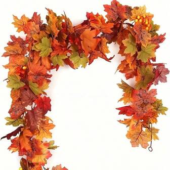 1/2/4pcs 5.6Ft Artificial Maple Leaf Garland, Maple Leaf Vines, Thanksgiving Decor, Harvest Festival Decor, Christmas Decor, Wedding Decor, Outdoor Decor, Garden Decor