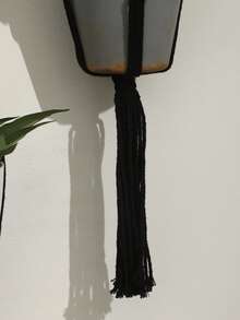 1件复古窗挂花盆手工编织植物吊篮墙饰，黑色流苏植物吊篮，哥特式教堂假窗墙框，适用于客厅、卧室、室内/室外家居装饰、门廊花园派对装饰 - 彩色 - 查看 8