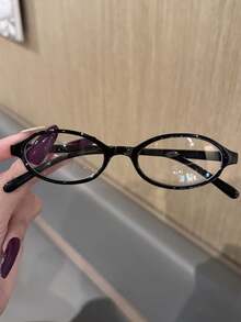Fashionable Women's Small Frame Oval Stylish High-End European And American Versatile Transparent Glasses, Essential For Commuting And Back To School