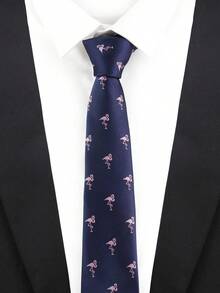 ZONFAZ 1 buah Dasi Pria Gaya Bisnis Serbaguna, Motif Flamingo Merah Muda 6-6,5CM, Cocok untuk Kerja, Pakaian Sehari-hari, dan Acara Pesta - Navy Blue - View 6