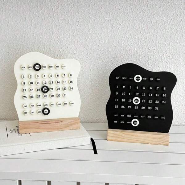 Wood Perpetual Calendar Montessori Calendar Cute Desk Calendar Adjustable Week Month Date Display Calendar Home Office Desk