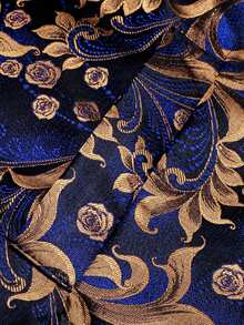 Mens Waistcoat Navy Blue & Brown Vest Tie Hankie Cufflinks Set Tuxedo Gilet Wedding Formal Casual Office - 霧霾藍 - 查看 4