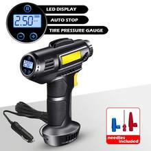 Car Air Compressor Digital Tire Inflator With Auto Stop – Portable Air Compressor W/ LED Light, 4 Pressure Units (PSI/BAR/KPA/Kg/Cm²), 8ft Cord & Needles For Cars, Bikes, Balls - 有綫 - 查看 3