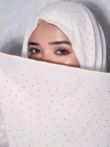 1件镶钻雪纺链条奢华庆典穆斯林女士头巾围巾 - 彩色 - 查看 4