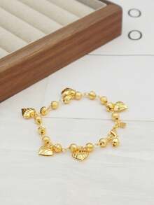 1 chiếc vòng tay thời trang nữ phong cách Bohemian hình trái tim hai tông màu, thiết kế thanh lịch, đế đồng, phù hợp đeo hàng ngày và làm trang sức cưới, phụ kiện theo mùa - Hai màu - Xem 10
