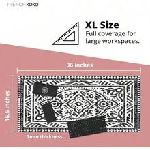 French KOKO Desk, Large Desk Pad Large Mouse Pad Cute Desk Accessories Home Office Essentials XL Desk Desk Pad Keyboard Mouse Desk Pads On Top Of Desks Computer Pink Floral Women Girls - Black White Rug - 查看 5