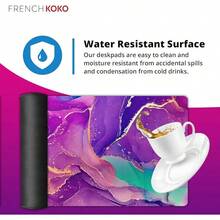 French KOKO Desk, Large Desk Pad Large Mouse Pad Cute Desk Accessories Home Office Essentials XL Desk Desk Pad Keyboard Mouse Desk Pads On Top Of Desks Computer Pink Floral Women Girls - Màu tím cẩm thạch - Xem 6