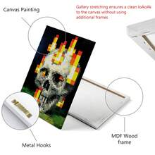 1 Stück/Set abstraktes Vitalitäts-Pixel-Schädel-Flammen-Leinwandposter, dekorativer Kunststil, Wandbilder für Innenräume, Poster und Drucksachen, Geschenkwandbilder, Schlafzimmer, Büro, Wohnzimmer, Café, Wanddekoration, Heim- und Studentenwohnungsdekoration, wahlweise mit Rahmen, Halloween-Dekoration, Herbstdekoration, Raumdekoration. - Verschiedenfarbig - Übersicht 10