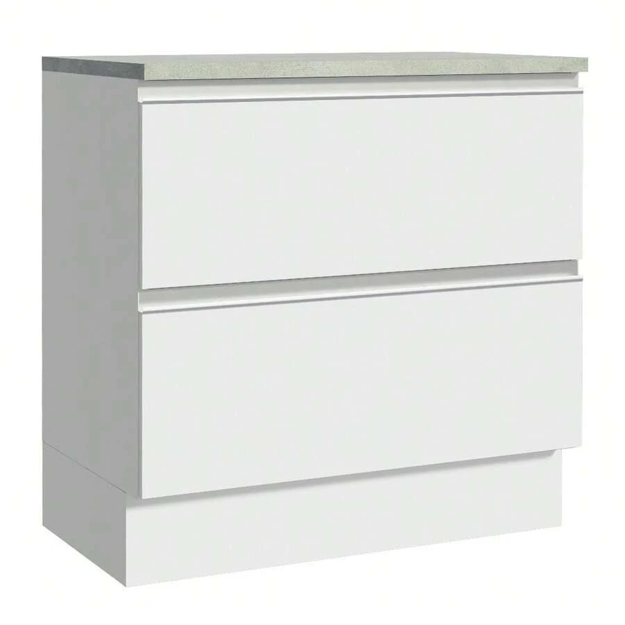 Mostrador 80cm 2 Cajones Blanco Glamy Madesa - Blanco - Ver 1