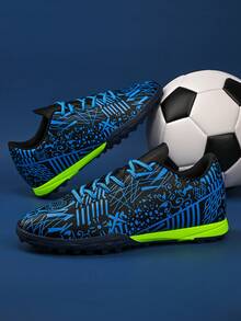 Professional Unisex Low-Top Football/Soccer Shoes, PU Leather Upper With Stripe Design, Suitable For Match & Training, All-Season Wear, Sports Style, Durable Structure, Designed For Competitive Players