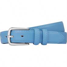 Multicolored Leather Waist Belt With Pin Buckle For Jeans - 天藍色 - 查看 7